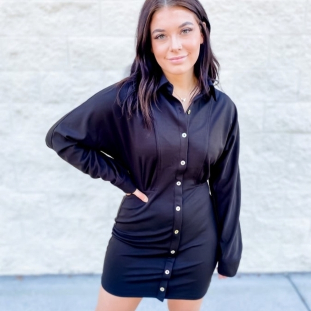 White‎ birch black long sleeve dress